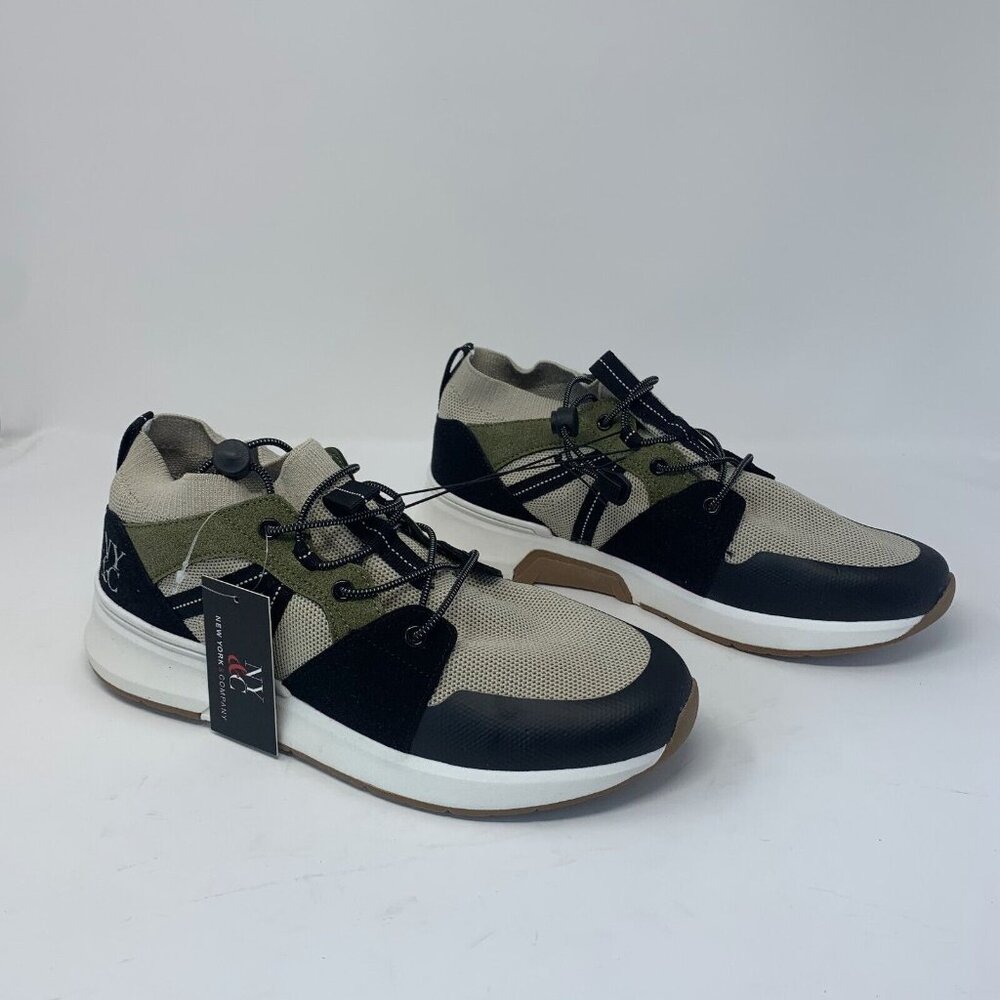 New York & Company Zion NY1051‎ Sneakers Men's 8.5 Black Multi Bungee-Lace 8123